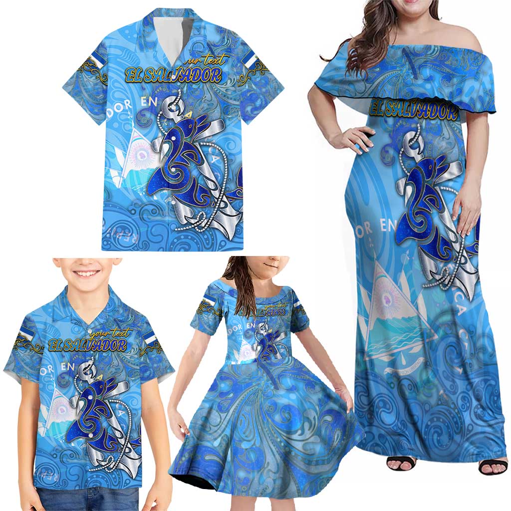 Ocean Spirit of El Salvador Family Matching Off Shoulder Maxi Dress and Hawaiian Shirt Anchored in Salvadoran Pride - Aussie Hoodie