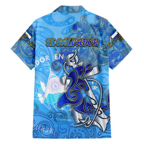 Ocean Spirit of El Salvador Family Matching Off Shoulder Maxi Dress and Hawaiian Shirt Anchored in Salvadoran Pride - Aussie Hoodie