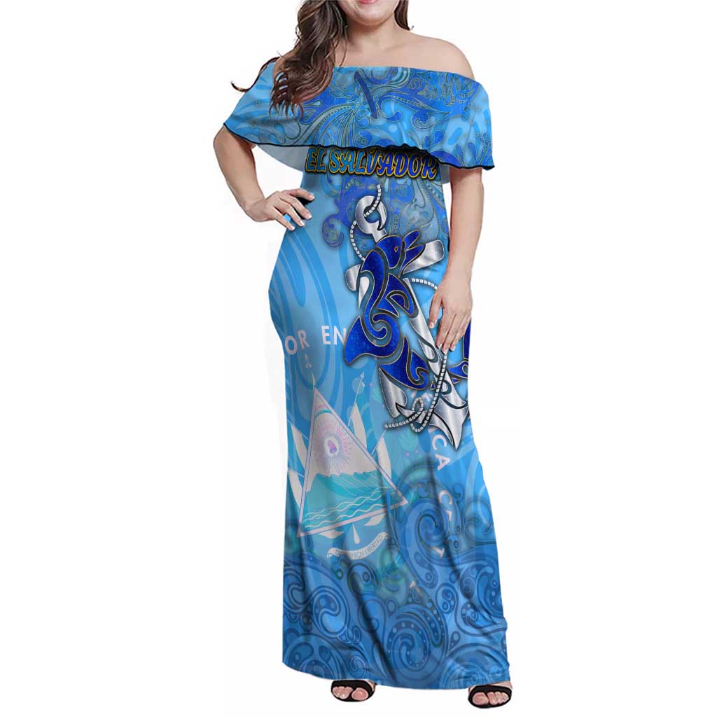 Ocean Spirit of El Salvador Family Matching Off Shoulder Maxi Dress and Hawaiian Shirt Anchored in Salvadoran Pride - Aussie Hoodie