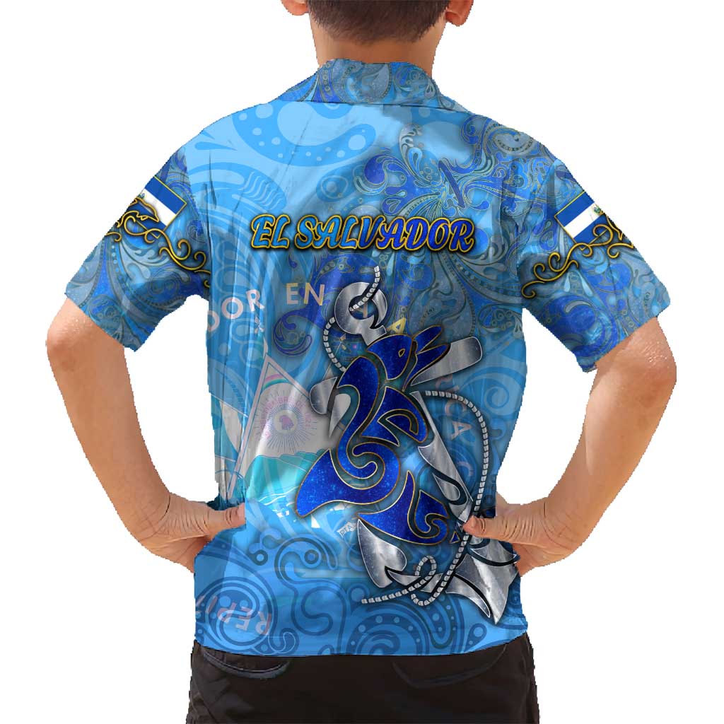 Ocean Spirit of El Salvador Family Matching Off Shoulder Short Dress and Hawaiian Shirt Anchored in Salvadoran Pride - Aussie Hoodie