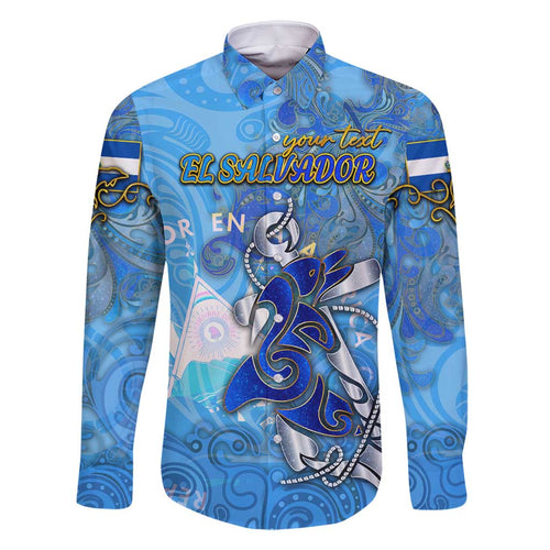 Ocean Spirit of El Salvador Family Matching Off Shoulder Short Dress and Hawaiian Shirt Anchored in Salvadoran Pride - Aussie Hoodie