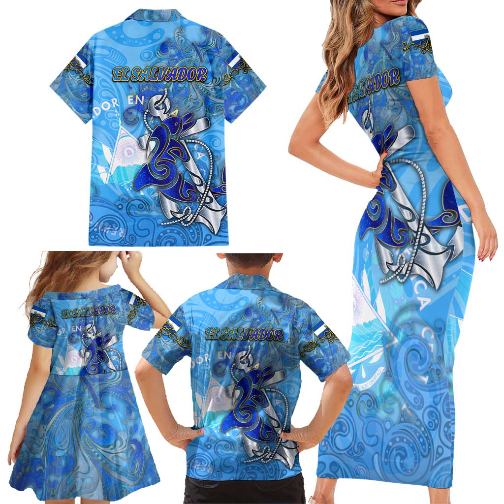 Ocean Spirit of El Salvador Family Matching Short Sleeve Bodycon Dress and Hawaiian Shirt Anchored in Salvadoran Pride - Aussie Hoodie