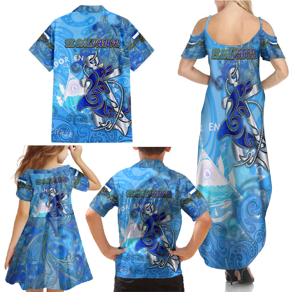 Ocean Spirit of El Salvador Family Matching Summer Maxi Dress and Hawaiian Shirt Anchored in Salvadoran Pride - Aussie Hoodie