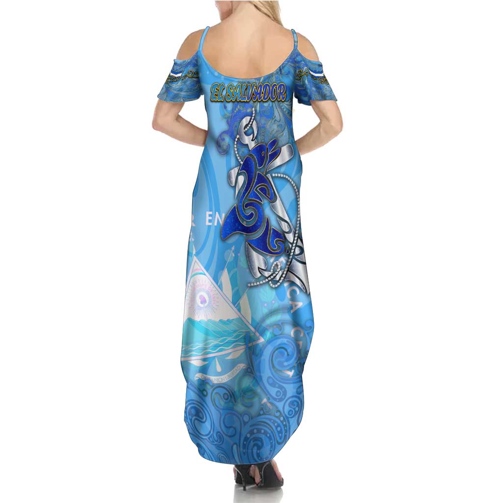 Ocean Spirit of El Salvador Family Matching Summer Maxi Dress and Hawaiian Shirt Anchored in Salvadoran Pride - Aussie Hoodie