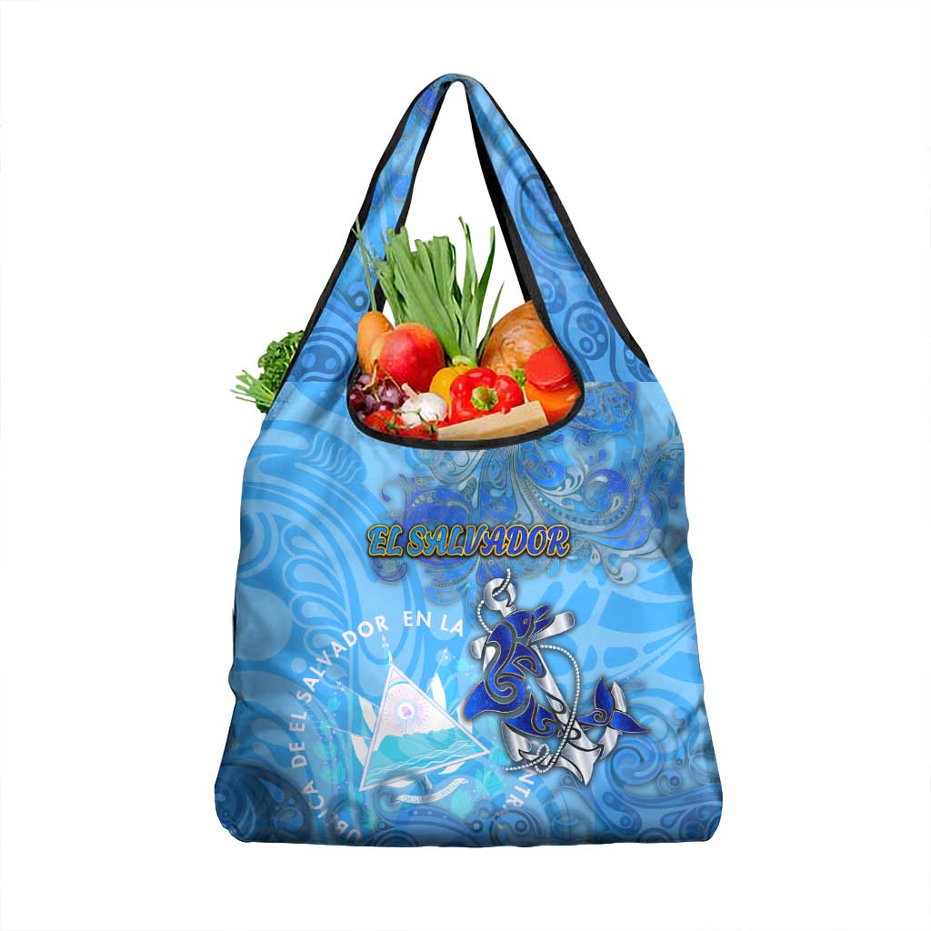 Ocean Spirit of El Salvador Grocery Bag Anchored in Salvadoran Pride - Aussie Hoodie
