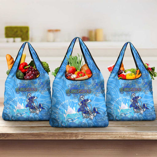 Ocean Spirit of El Salvador Grocery Bag Anchored in Salvadoran Pride - Aussie Hoodie