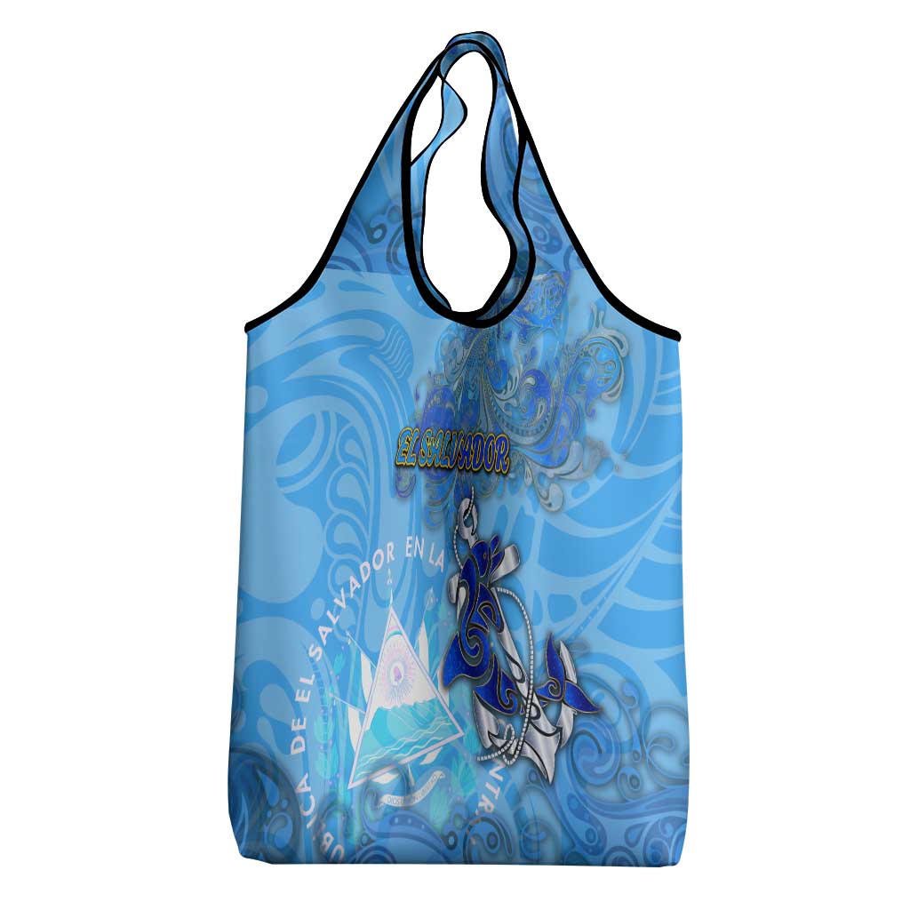 Ocean Spirit of El Salvador Grocery Bag Anchored in Salvadoran Pride - Aussie Hoodie