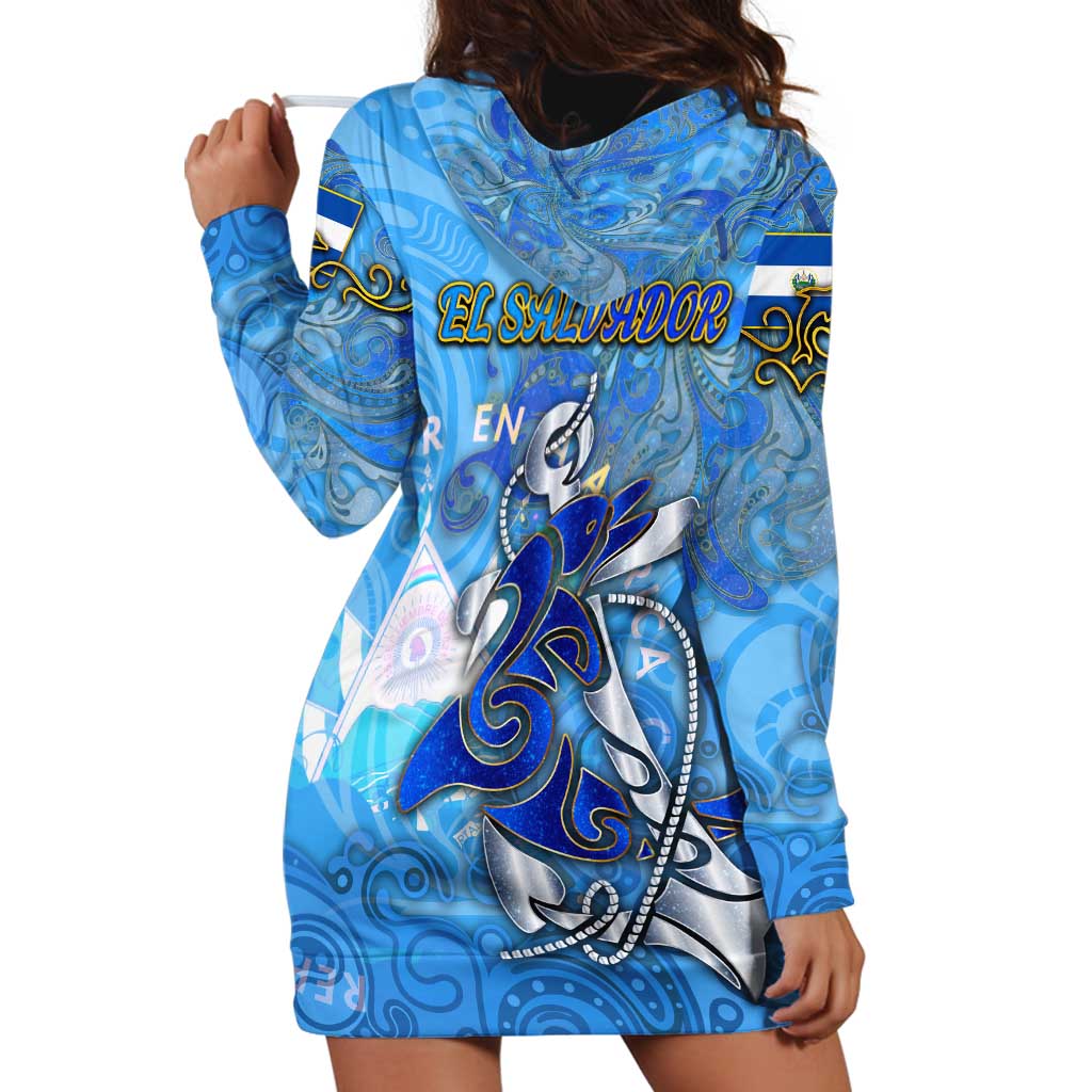 Ocean Spirit of El Salvador Hoodie Dress Anchored in Salvadoran Pride - Aussie Hoodie