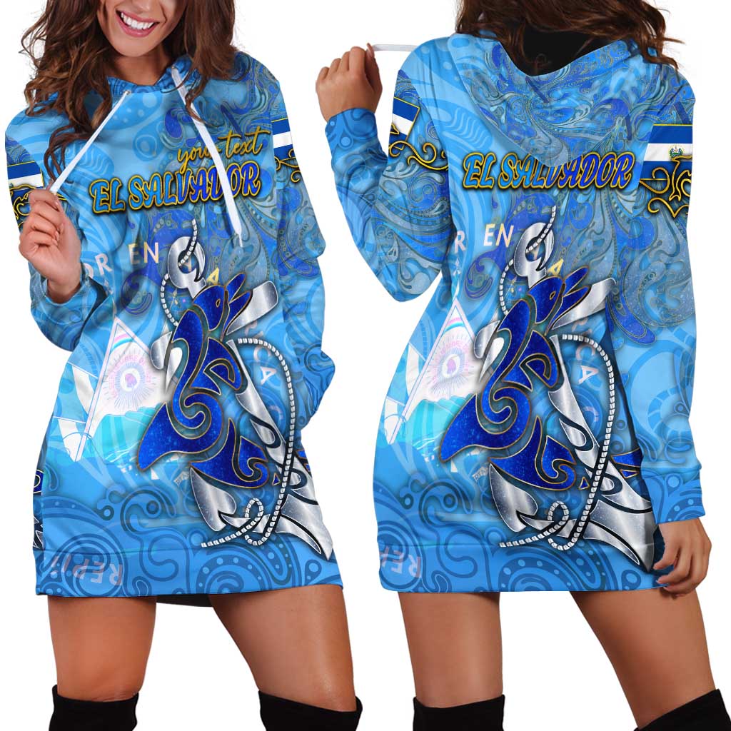 Ocean Spirit of El Salvador Hoodie Dress Anchored in Salvadoran Pride - Aussie Hoodie