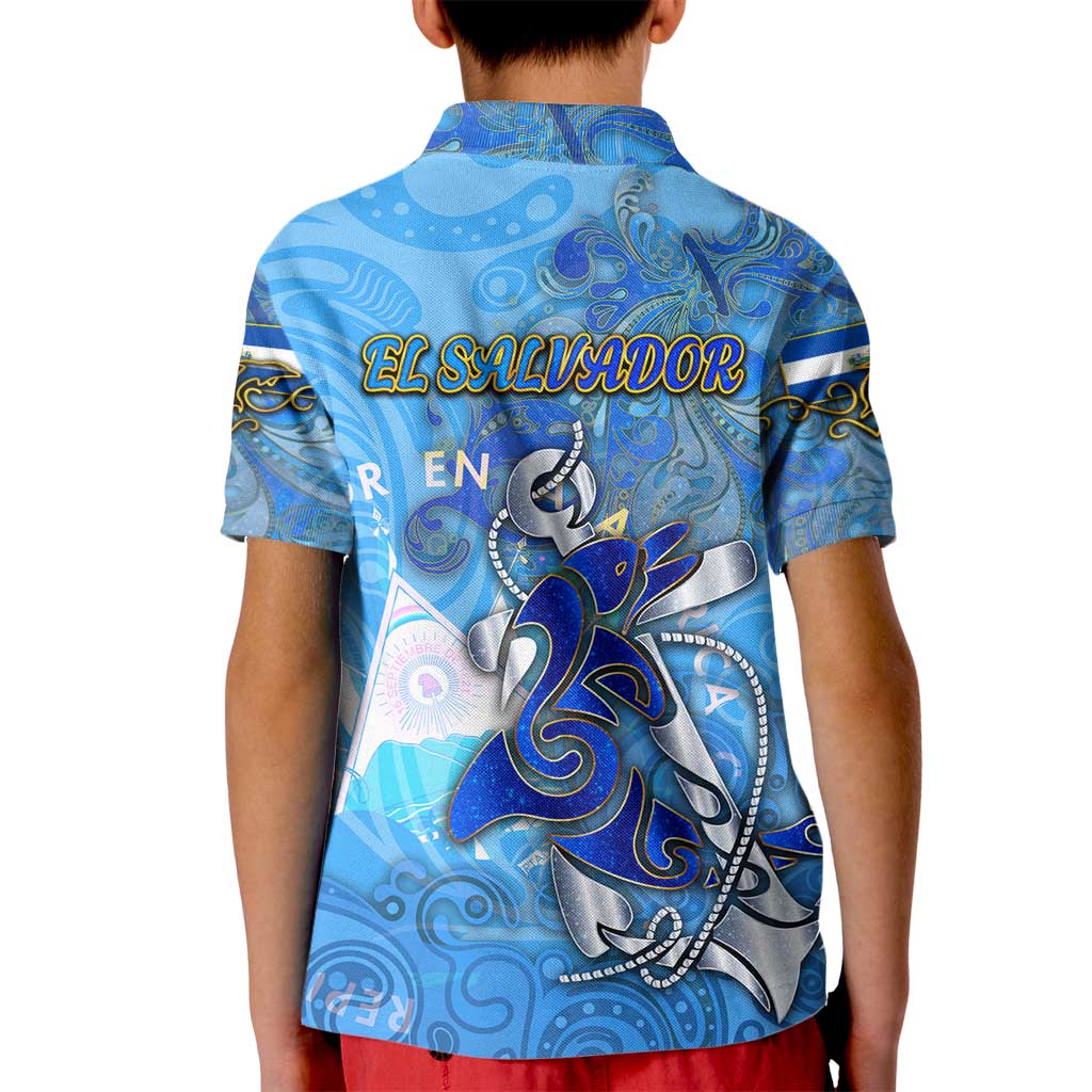 Ocean Spirit of El Salvador Kid Polo Shirt Anchored in Salvadoran Pride - Aussie Hoodie