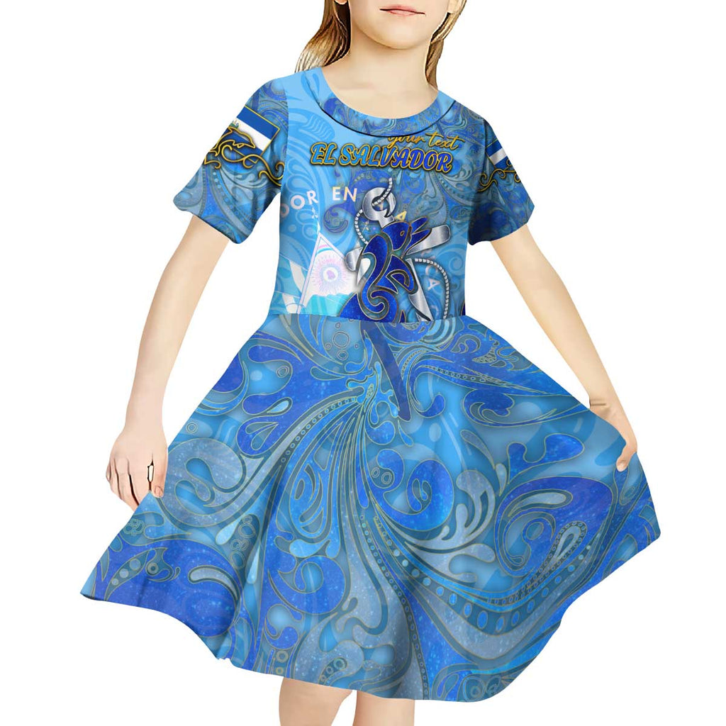 Ocean Spirit of El Salvador Kid Short Sleeve Dress Anchored in Salvadoran Pride - Aussie Hoodie