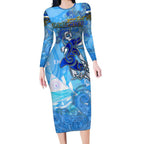 Ocean Spirit of El Salvador Long Sleeve Bodycon Dress Anchored in Salvadoran Pride - Aussie Hoodie
