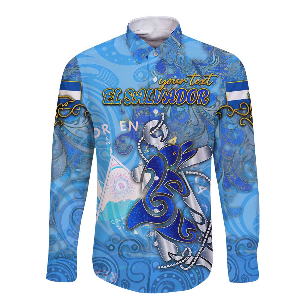 Ocean Spirit of El Salvador Long Sleeve Button Shirt Anchored in Salvadoran Pride - Aussie Hoodie