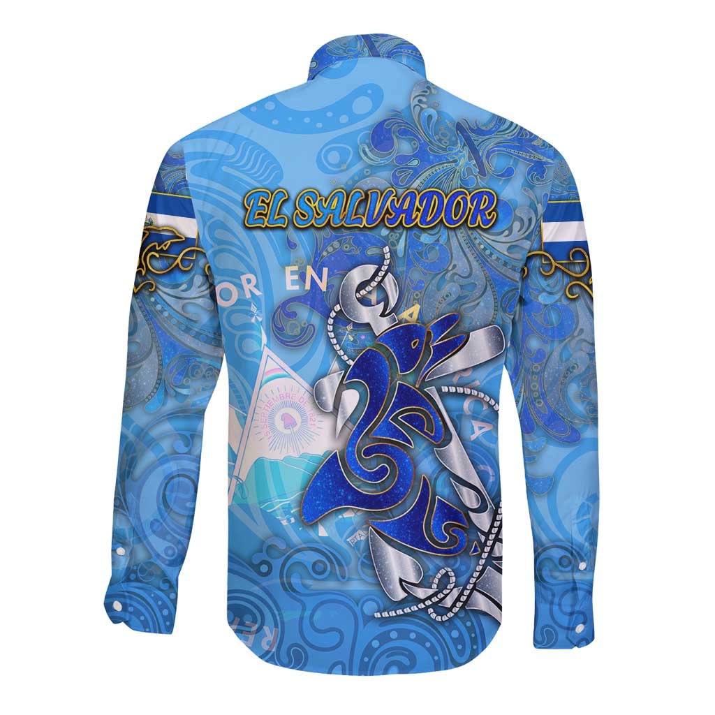 Ocean Spirit of El Salvador Long Sleeve Button Shirt Anchored in Salvadoran Pride - Aussie Hoodie