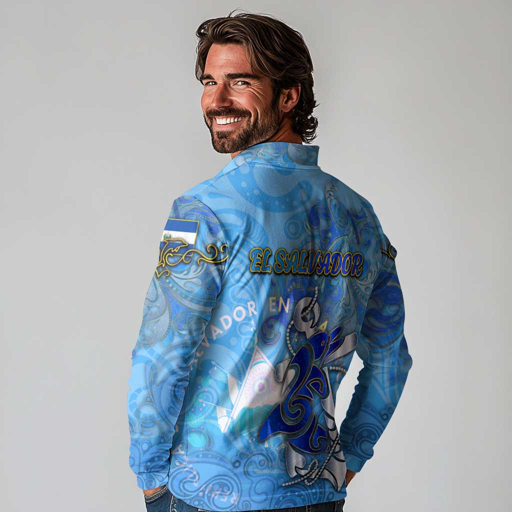 Ocean Spirit of El Salvador Long Sleeve Polo Shirt Anchored in Salvadoran Pride - Aussie Hoodie