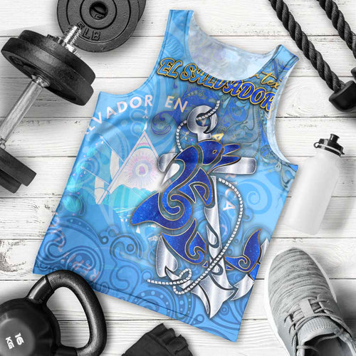 Ocean Spirit of El Salvador Men Tank Top Anchored in Salvadoran Pride - Aussie Hoodie