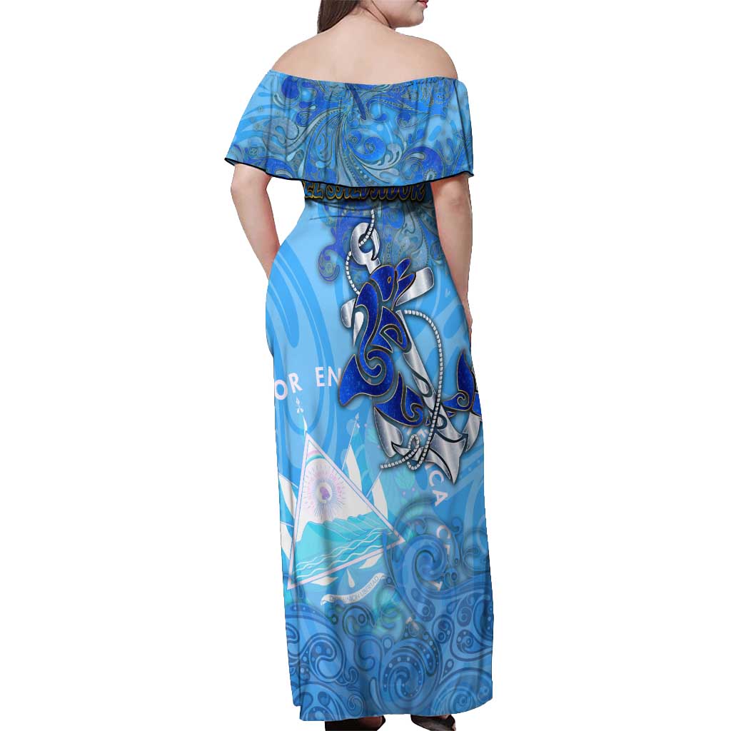 Ocean Spirit of El Salvador Off Shoulder Maxi Dress Anchored in Salvadoran Pride - Aussie Hoodie