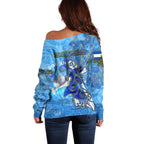 Ocean Spirit of El Salvador Off Shoulder Sweater Anchored in Salvadoran Pride - Aussie Hoodie