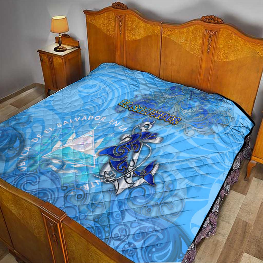 Ocean Spirit of El Salvador Quilt Anchored in Salvadoran Pride - Aussie Hoodie