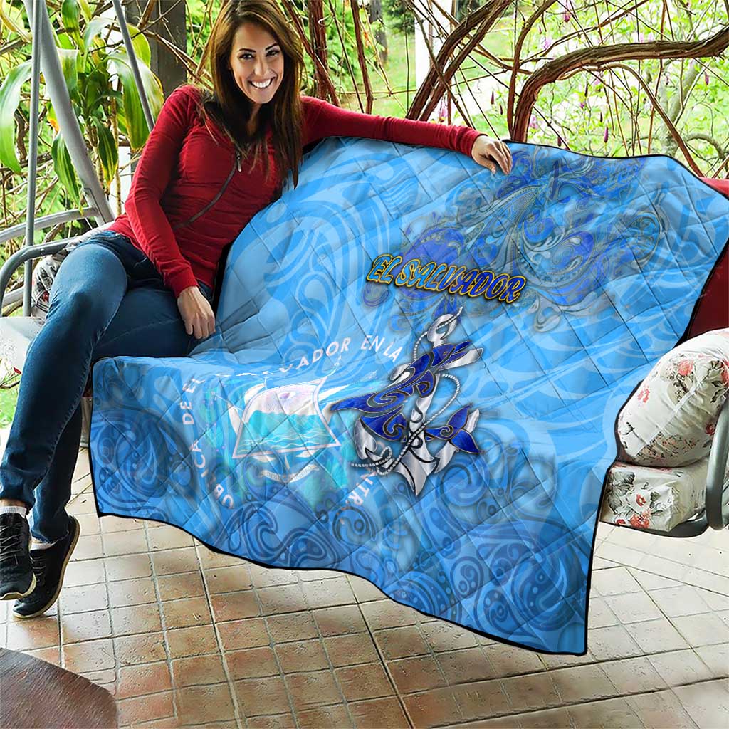 Ocean Spirit of El Salvador Quilt Anchored in Salvadoran Pride - Aussie Hoodie