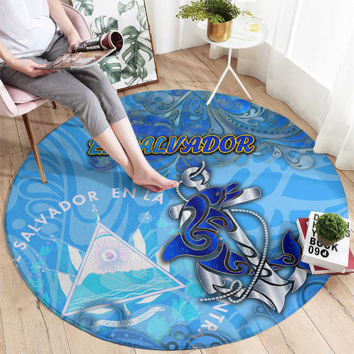 Ocean Spirit of El Salvador Round Carpet Anchored in Salvadoran Pride - Aussie Hoodie