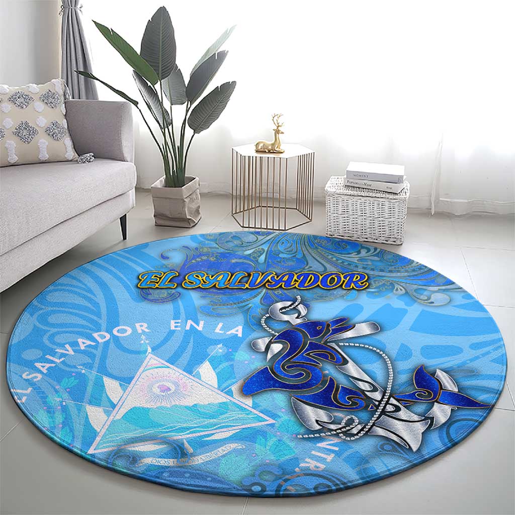 Ocean Spirit of El Salvador Round Carpet Anchored in Salvadoran Pride - Aussie Hoodie