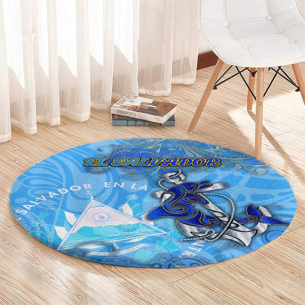 Ocean Spirit of El Salvador Round Carpet Anchored in Salvadoran Pride - Aussie Hoodie