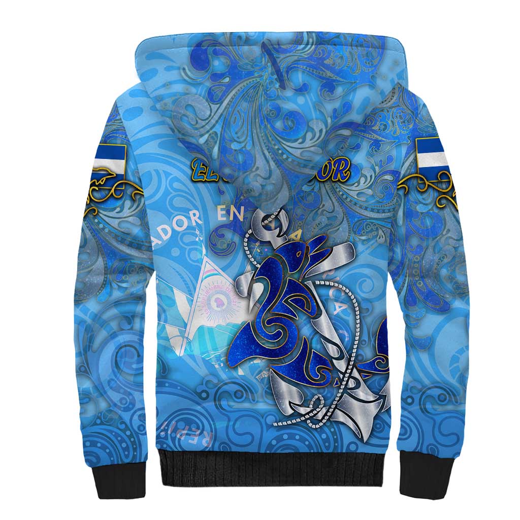 Ocean Spirit of El Salvador Sherpa Hoodie Anchored in Salvadoran Pride - Aussie Hoodie