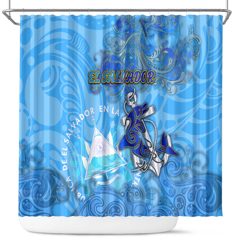 Ocean Spirit of El Salvador Shower Curtain Anchored in Salvadoran Pride - Aussie Hoodie
