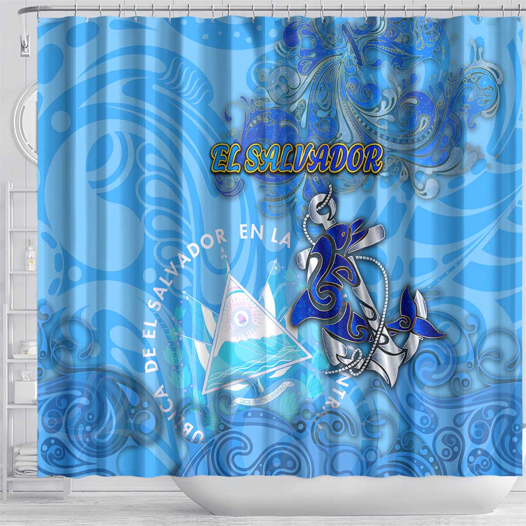 Ocean Spirit of El Salvador Shower Curtain Anchored in Salvadoran Pride - Aussie Hoodie