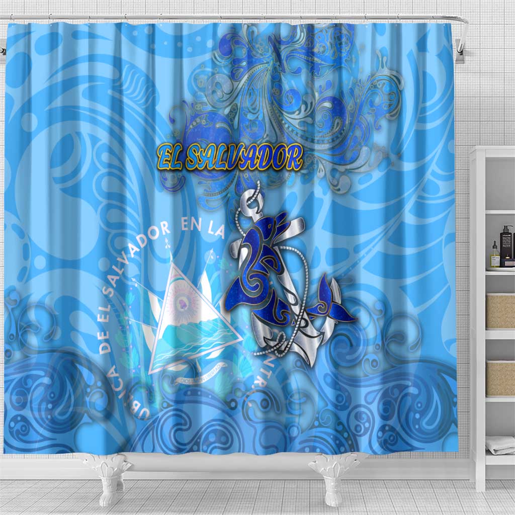 Ocean Spirit of El Salvador Shower Curtain Anchored in Salvadoran Pride - Aussie Hoodie