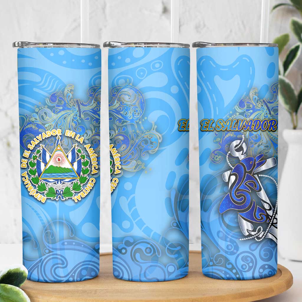Ocean Spirit of El Salvador Skinny Tumbler Anchored in Salvadoran Pride - Aussie Hoodie