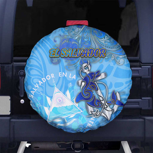 Ocean Spirit of El Salvador Spare Tire Cover Anchored in Salvadoran Pride - Aussie Hoodie