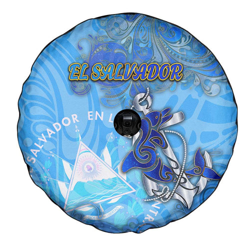 Ocean Spirit of El Salvador Spare Tire Cover Anchored in Salvadoran Pride - Aussie Hoodie