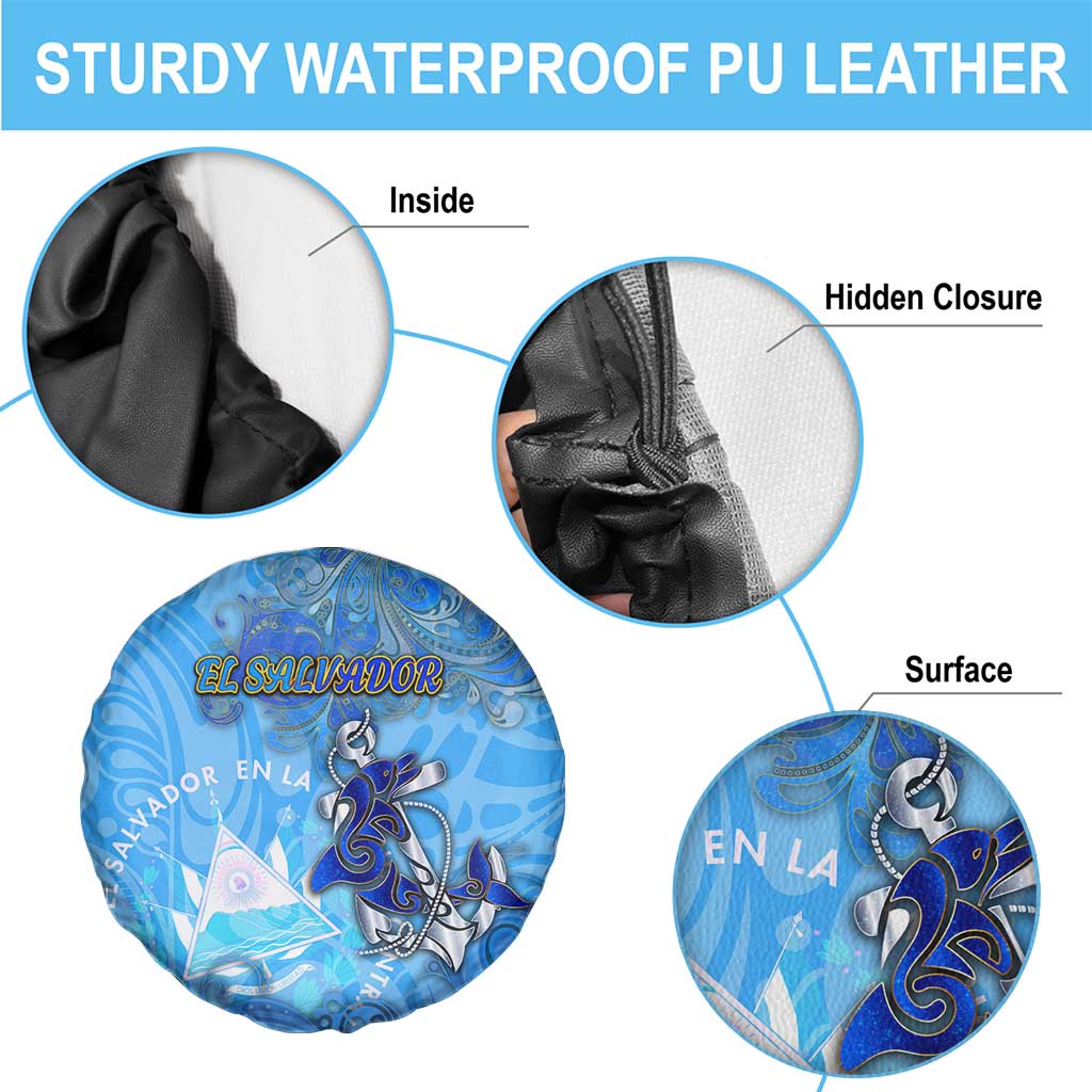 Ocean Spirit of El Salvador Spare Tire Cover Anchored in Salvadoran Pride - Aussie Hoodie