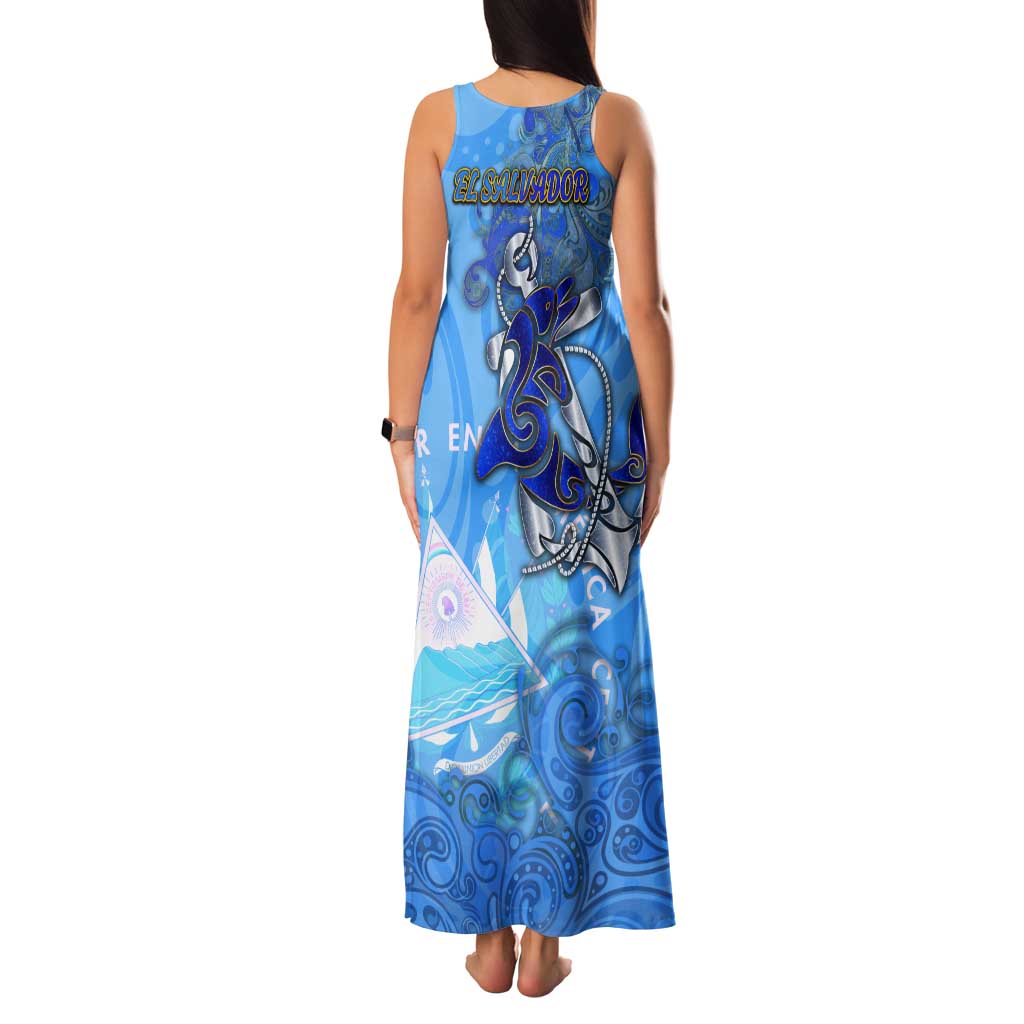 Ocean Spirit of El Salvador Tank Maxi Dress Anchored in Salvadoran Pride - Aussie Hoodie