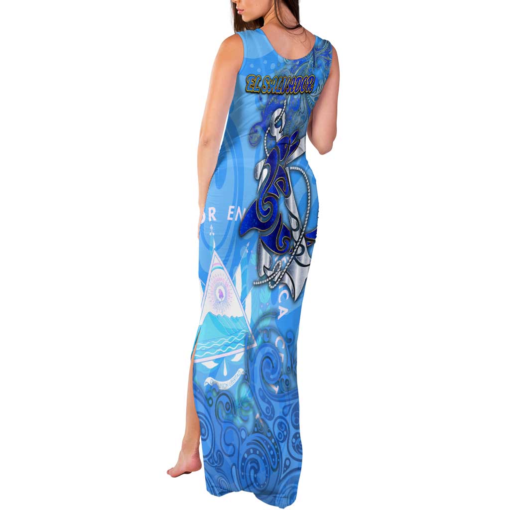 Ocean Spirit of El Salvador Tank Maxi Dress Anchored in Salvadoran Pride - Aussie Hoodie