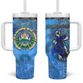 Ocean Spirit of El Salvador Tumbler With Handle Anchored in Salvadoran Pride - Aussie Hoodie