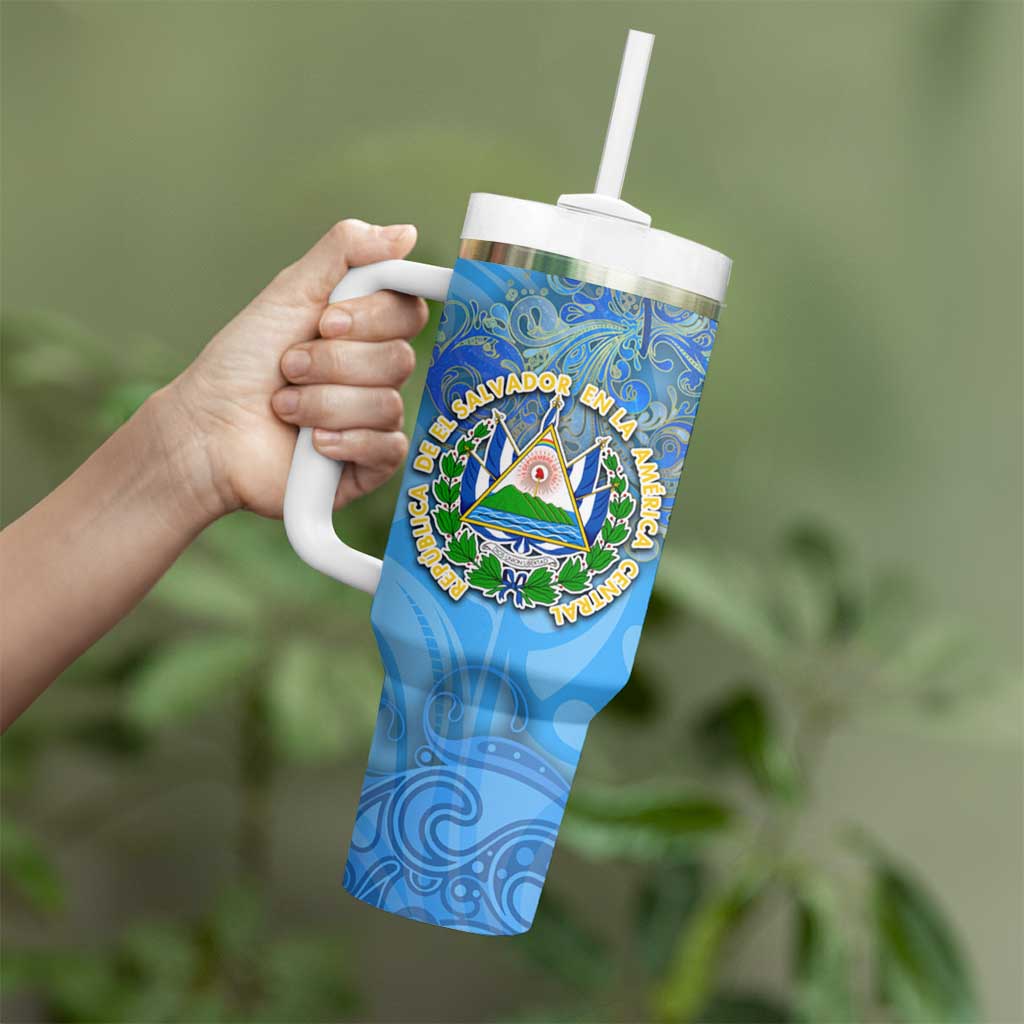 Ocean Spirit of El Salvador Tumbler With Handle Anchored in Salvadoran Pride - Aussie Hoodie