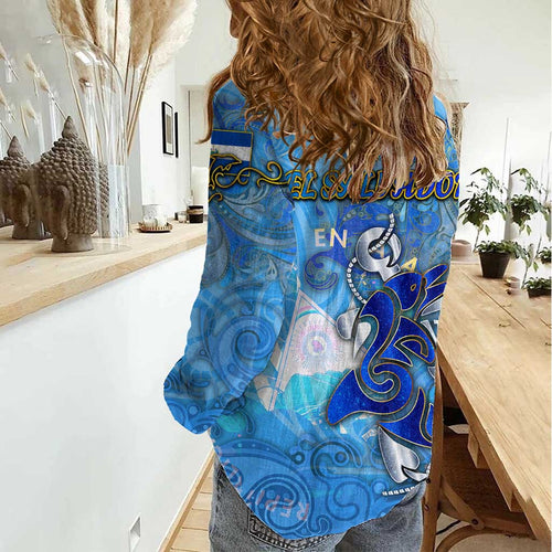 Ocean Spirit of El Salvador Women Casual Shirt Anchored in Salvadoran Pride - Aussie Hoodie