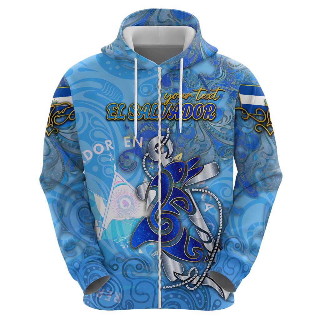 Ocean Spirit of El Salvador Zip Hoodie Anchored in Salvadoran Pride - Aussie Hoodie