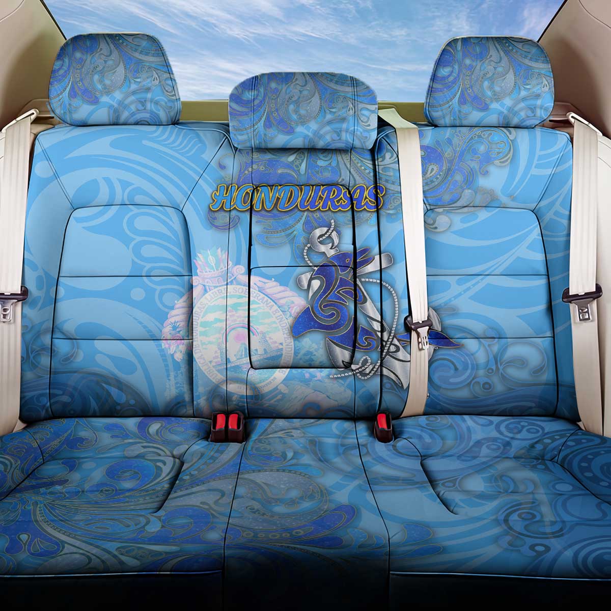 Ocean Spirit of Honduras Back Car Seat Cover Anchored in Honduran Pride - Aussie Hoodie
