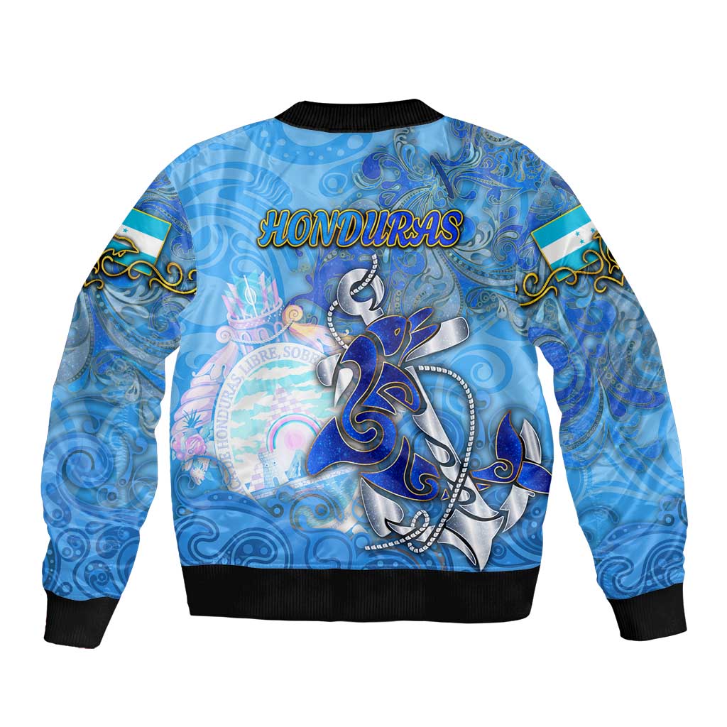 Ocean Spirit of Honduras Bomber Jacket Anchored in Honduran Pride - Aussie Hoodie