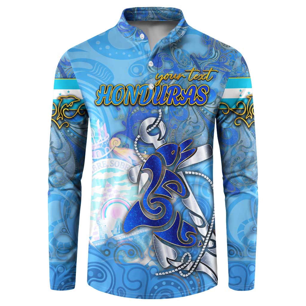 Ocean Spirit of Honduras Button Sweatshirt Anchored in Honduran Pride - Aussie Hoodie