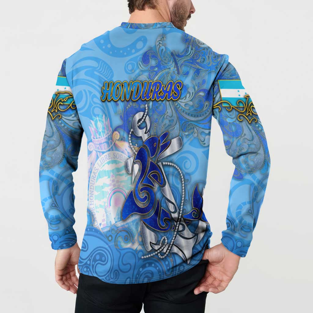 Ocean Spirit of Honduras Button Sweatshirt Anchored in Honduran Pride - Aussie Hoodie