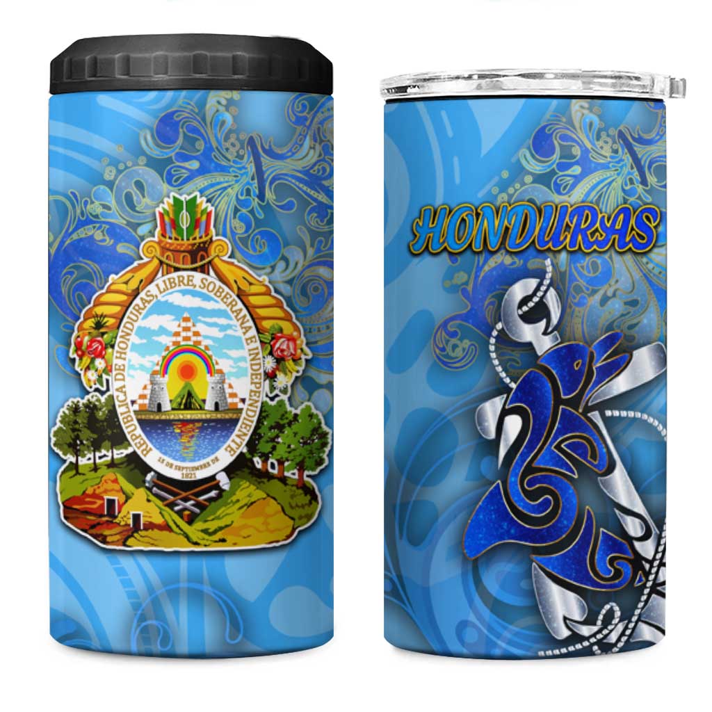 Ocean Spirit of Honduras 4 in 1 Can Cooler Tumbler Anchored in Honduran Pride - Aussie Hoodie