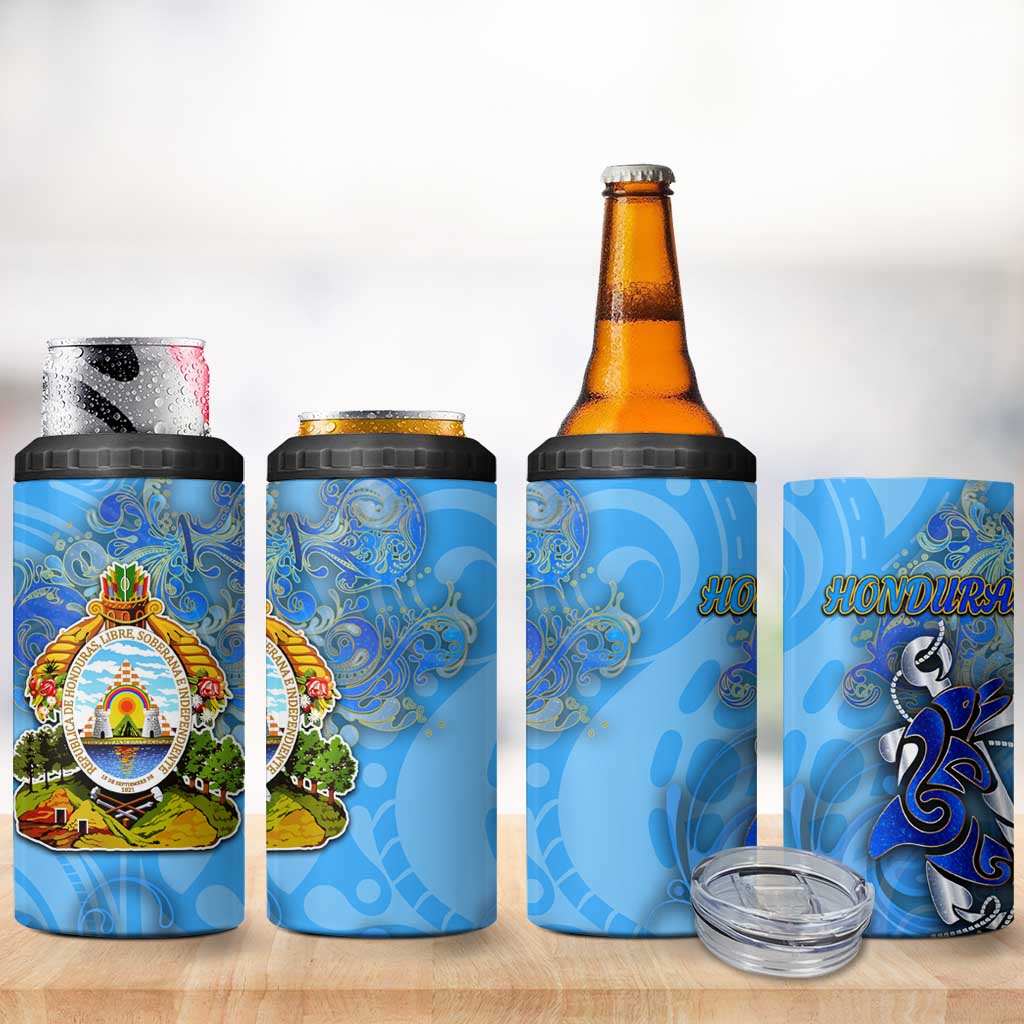 Ocean Spirit of Honduras 4 in 1 Can Cooler Tumbler Anchored in Honduran Pride - Aussie Hoodie