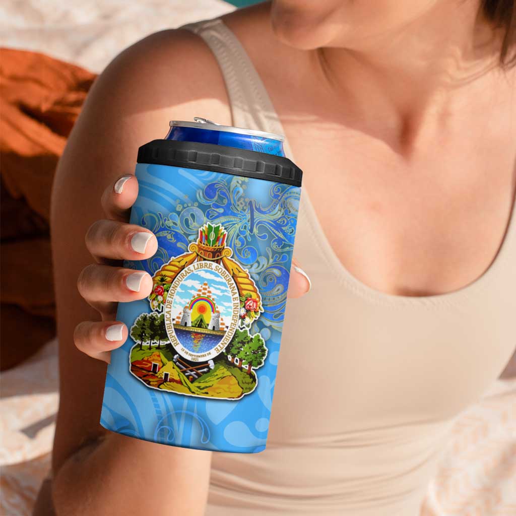 Ocean Spirit of Honduras 4 in 1 Can Cooler Tumbler Anchored in Honduran Pride - Aussie Hoodie