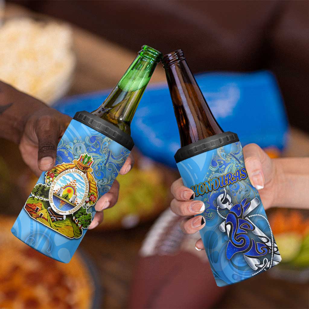 Ocean Spirit of Honduras 4 in 1 Can Cooler Tumbler Anchored in Honduran Pride - Aussie Hoodie