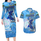Ocean Spirit of Honduras Couples Matching Long Sleeve Bodycon Dress and Hawaiian Shirt Anchored in Honduran Pride - Aussie Hoodie